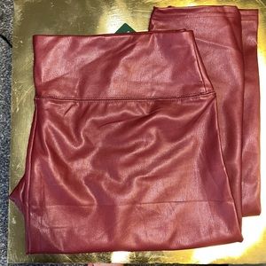 Burgundy pleather leggings